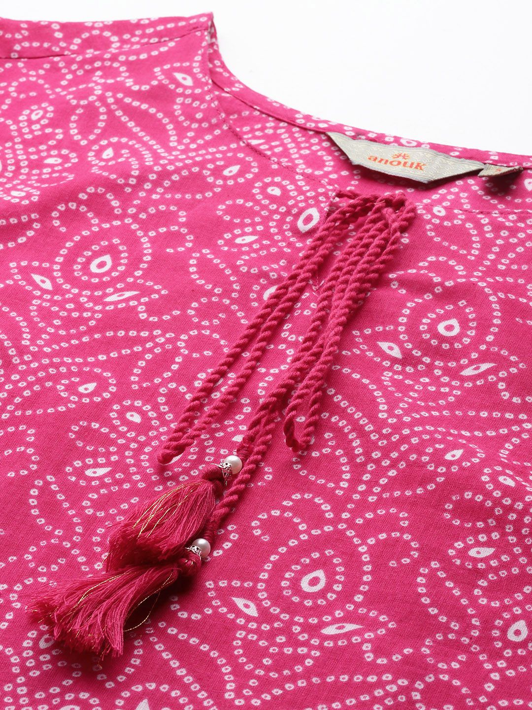 Anouk Bandhani Printed Kurta With Trousers & Dupatta