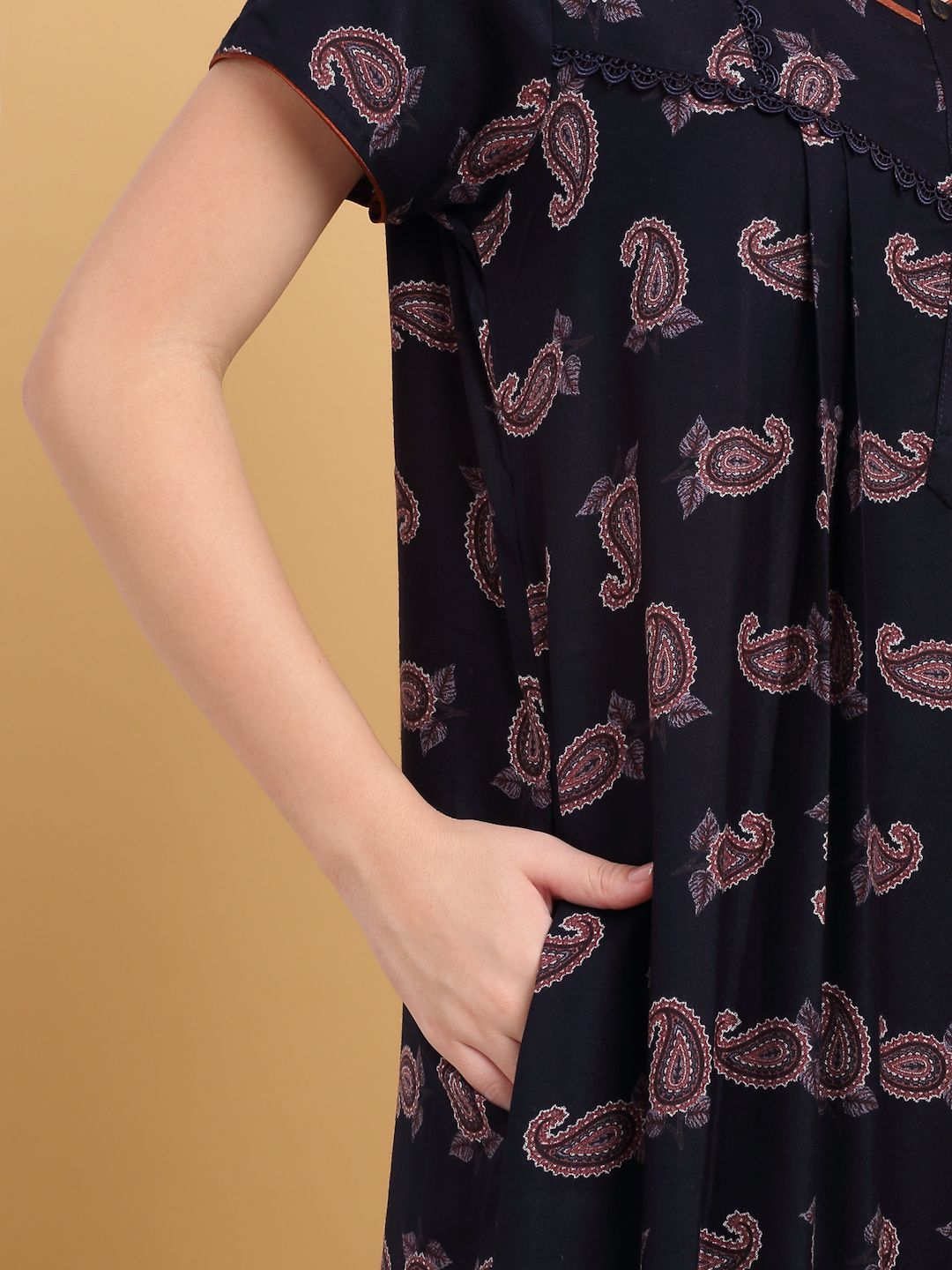 Sweet Dreams Ethnic Motifs Print Square Neck Maxi Nightdress