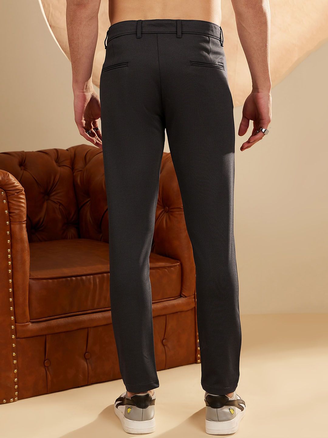 DENNISON Men Smart Tapered Fit Easy Wash 4-Way Lycra Trousers