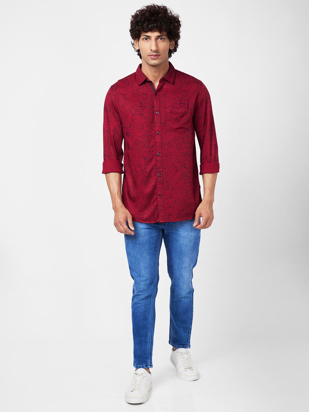 SPYKAR Slim Fit Abstract Printed Opaque Casual Shirt