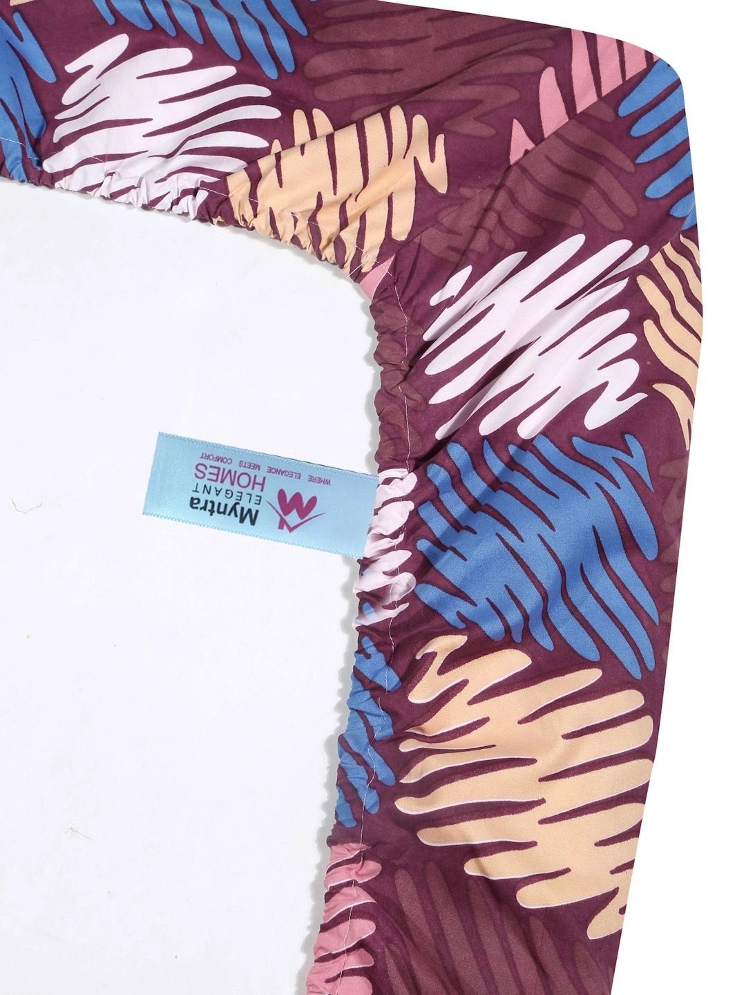 Myntra Elegant Homes Purple & Blue Geometric 300 TC King Bedsheet with 2 Pillow Covers
