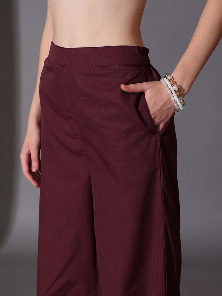STREET 9 Solid Off Shoulder Pure Cotton Top & Palazzos Co-Ord Set