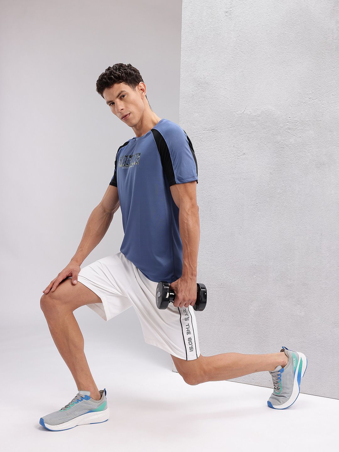 HRX by Hrithik Roshan Typography Printed Rapid-Dry Training T-shirt with Panelling Detail