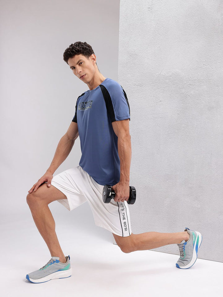 HRX by Hrithik Roshan Typography Printed Rapid-Dry Training T-shirt with Panelling Detail