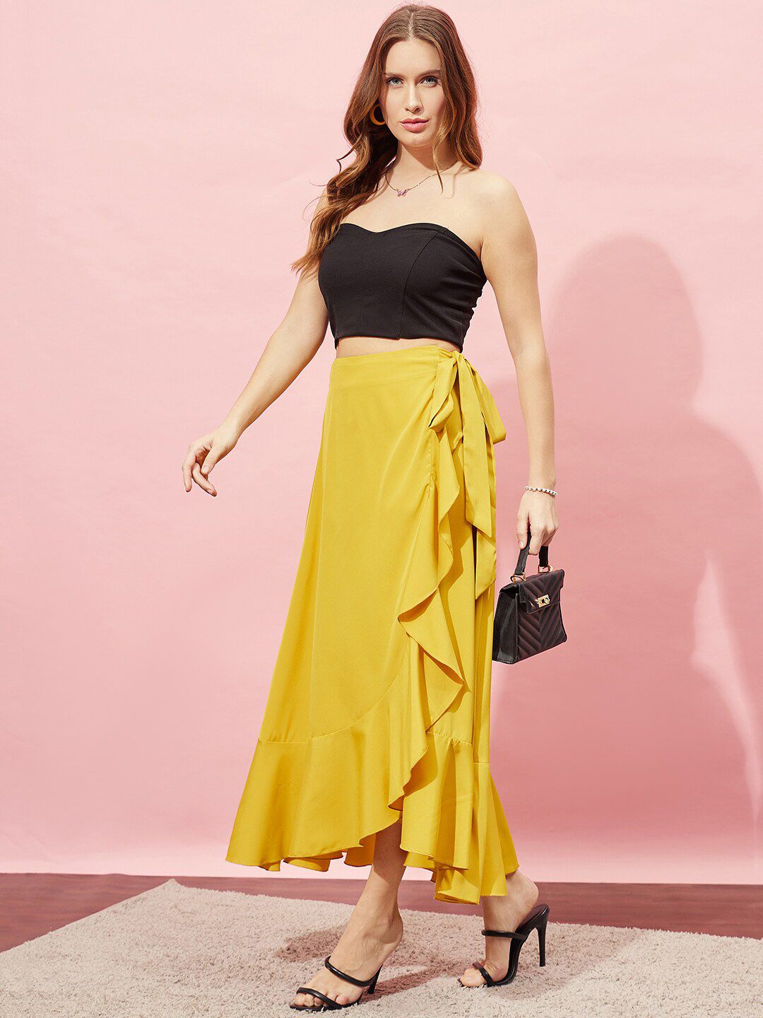 Berrylush Wrap Knot Flared Maxi Skirt