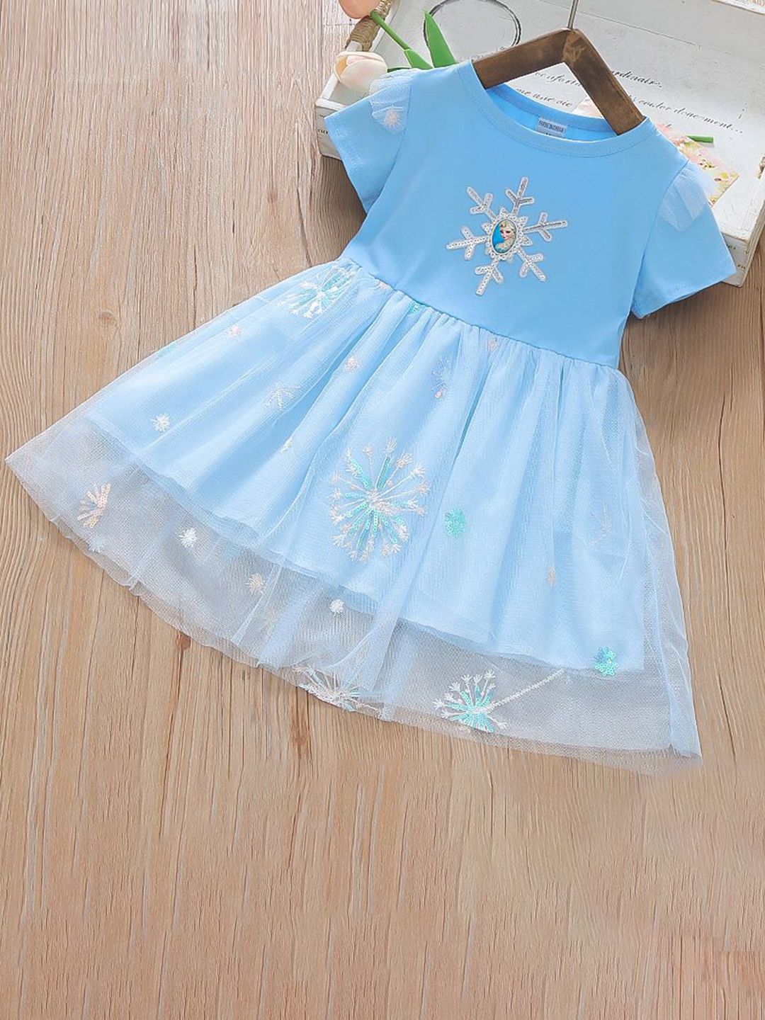 YK Girls Embellished Fit & Flare Dress
