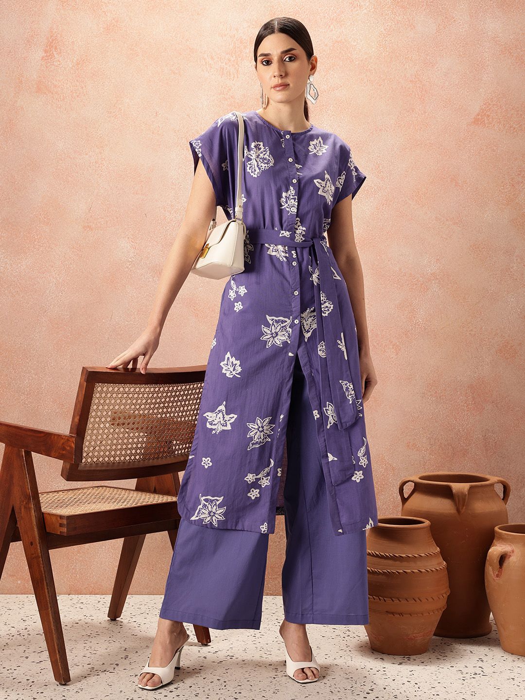 all about you Floral Printed Regular Pure Cotton Kurta & Palazzos