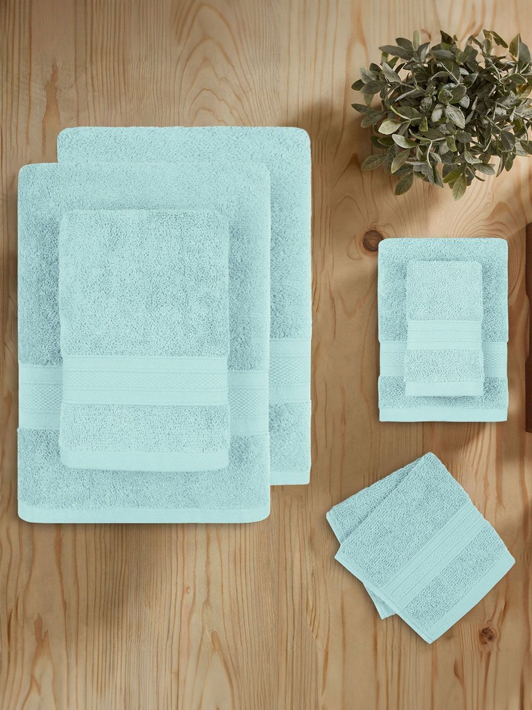 MYTRIDENT Blue 6 Pieces Pure Cotton 500 GSM Towel Set