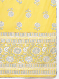 Libas Women Floral Printed Gotta Patti Pure Cotton Kurta With Trousers & With Dupatta