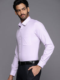 Raymond Men Lavender & Off-White Pure Cotton Self-Checked Slim Fit Formal Shirt