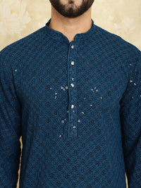 SOJANYA Embroidered Sequinned Pure Cotton Kurta with Pyjama Set