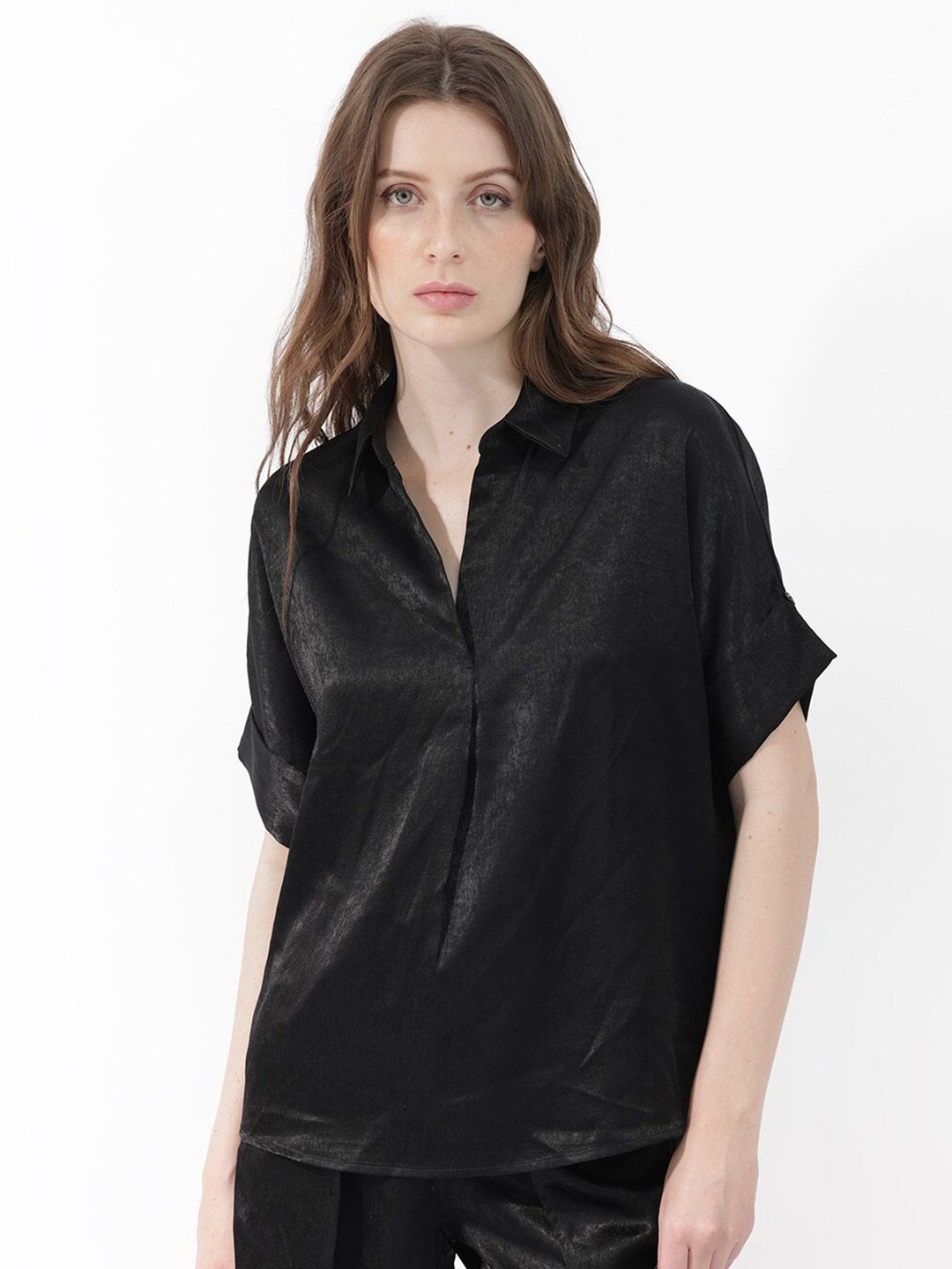 RAREISM Shirt Collar Extended Sleeves Top