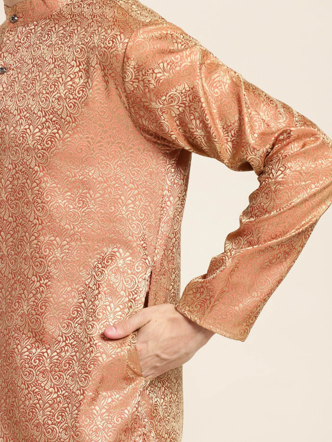 SOJANYA Rekaan Tenunan Kolar Mandarin Silk Cotton Kurta