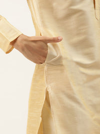 SOJANYA Men Beige & Blue Kurta with Churidar