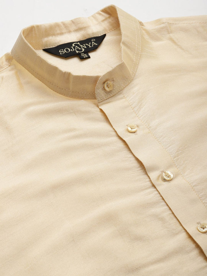 SOJANYA Men Beige & Rust Brown Kurta with Churidar