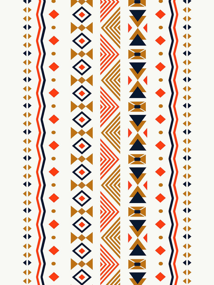 Story@home White & Orange Geometric Room Darkening Door Curtain
