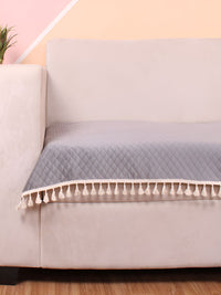 STITCHNEST Grey & Beige Self Design 1 Seater Sofa Cover