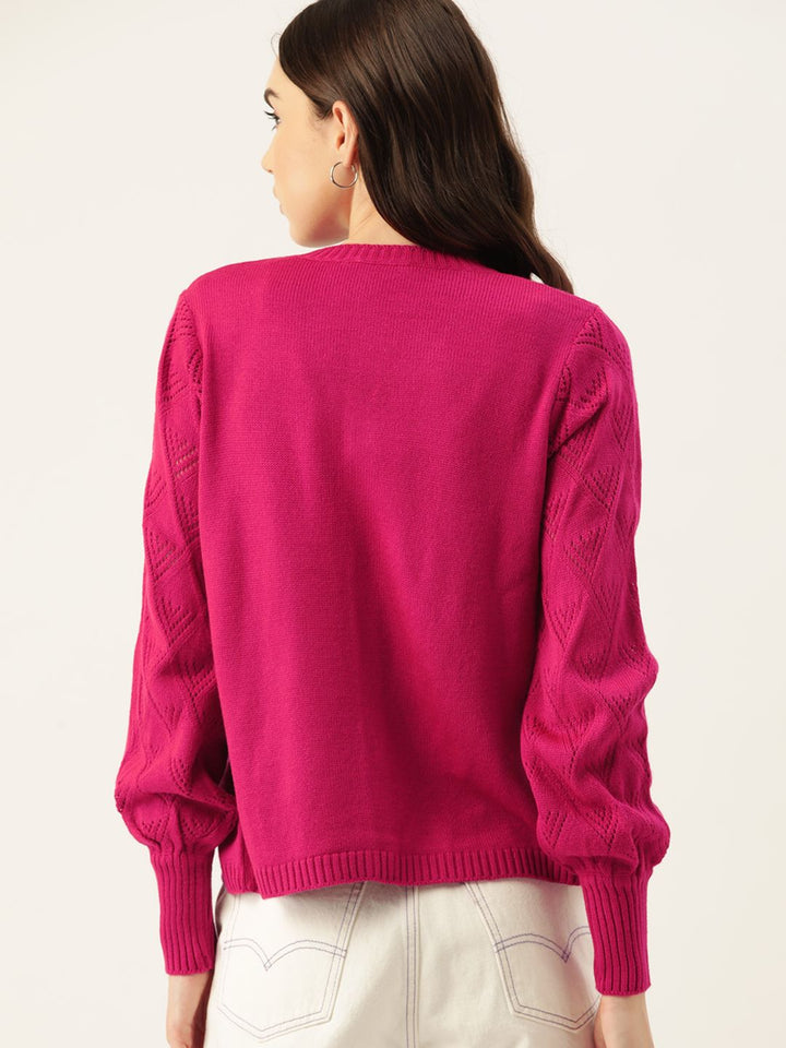 DressBerry Women Self Design Cardigan