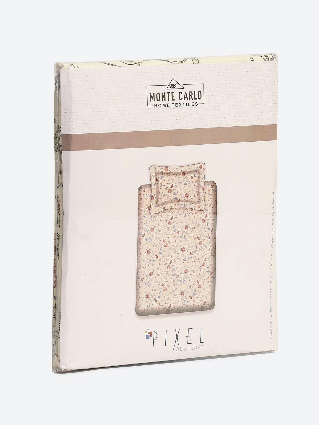 Monte Carlo Off White & Peach-Coloured Printed 120 TC Single Bedsheet Set 1.52 m x 2.30 m