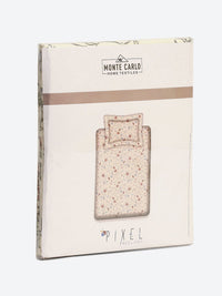 Monte Carlo Off White & Peach-Coloured Printed 120 TC Single Bedsheet Set 1.52 m x 2.30 m