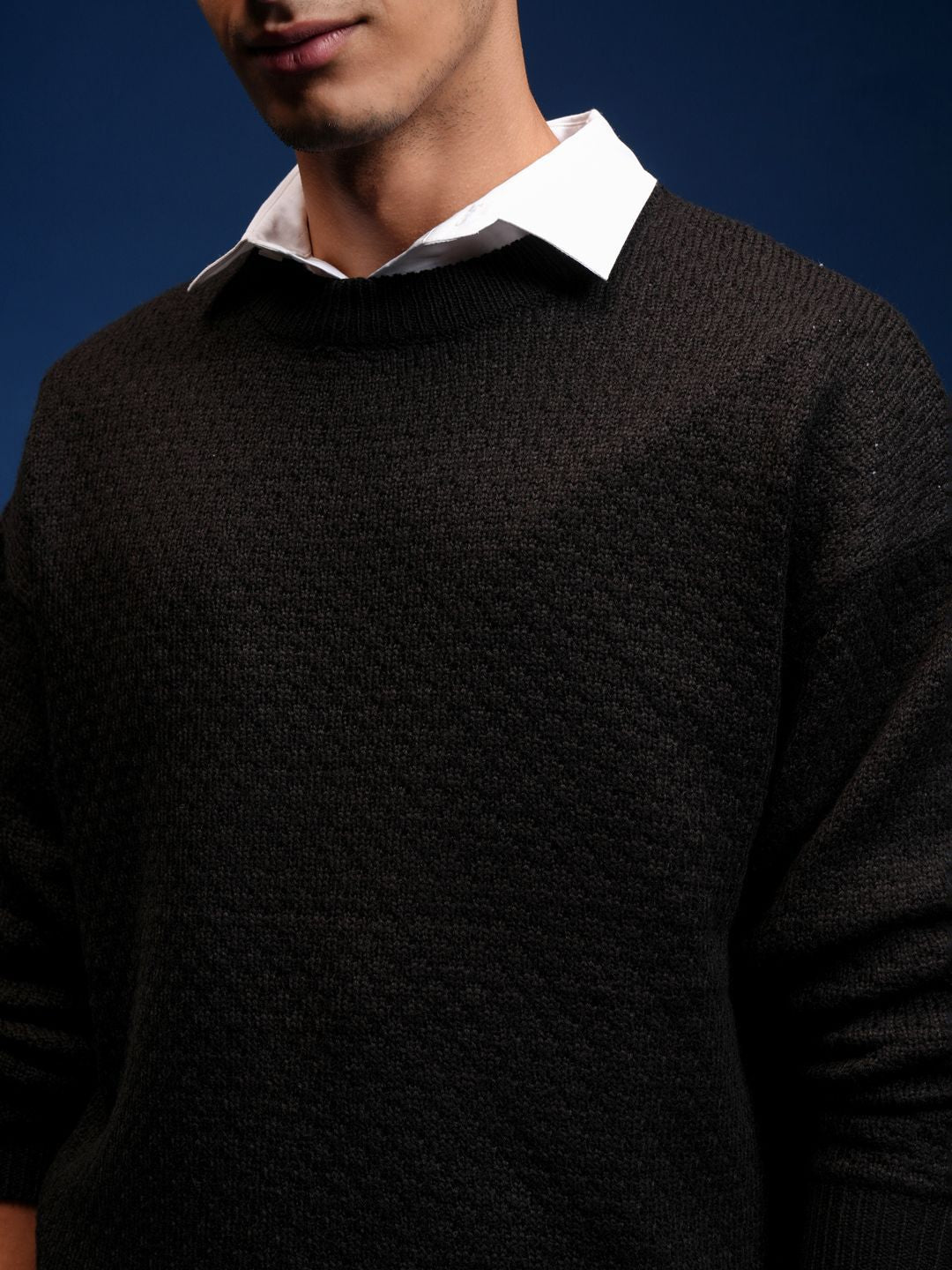 HIGHLANDER Men Self Design Round Neck Pullover