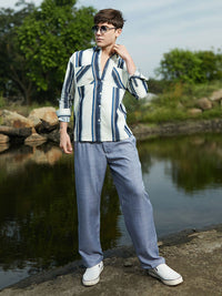 Campus Sutra Men Vertical Stripes Casual Shirt