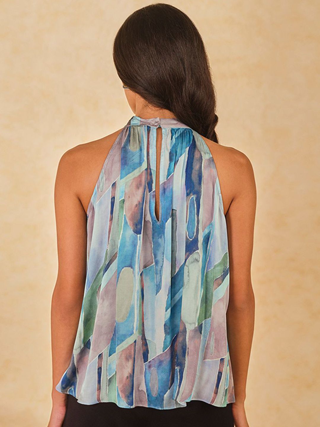 AND Women Abstract Printed Halter Neck Top