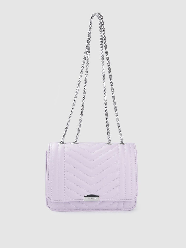 Lino Perros Women Lavender Quilted Structured Shoulder Bag
