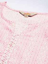 Anouk Ethnic Motifs Printed Pure Cotton Lace Insert Kurta with Trousers