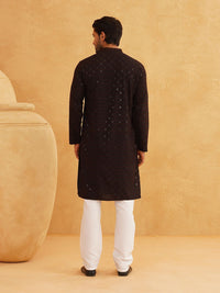 SOJANYA Motif Etnik Bersulam Kolar Mandarin Labuci Kapas Tulen Kurta Lurus