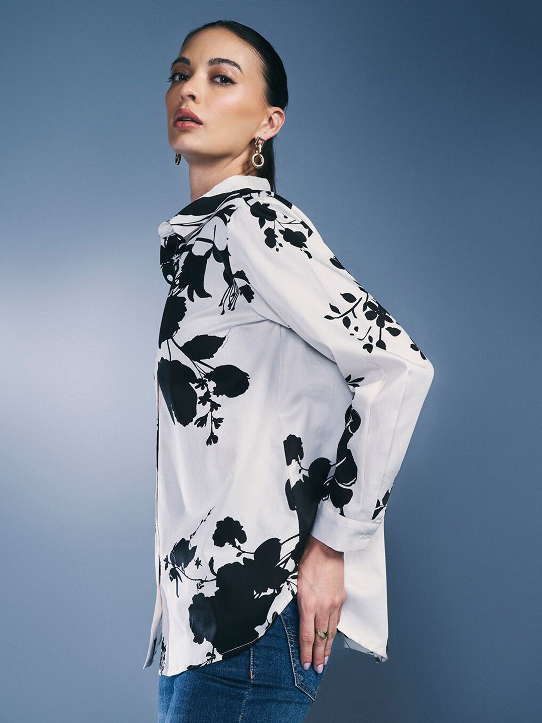 AND Floral Printed Pure Cotton Styled Back Top