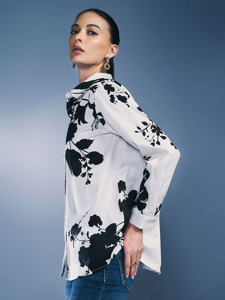 AND Floral Printed Pure Cotton Styled Back Top