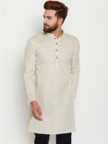 SOJANYA Lelaki Berwarna Krim & Navy Blue Printed Kurta Lurus