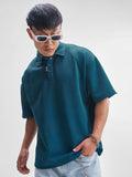 Highlander Polo Collar Drop-Shoulder Lengan T-Shirt Besar