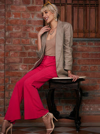 SASSAFRAS Women Slim Fit High-Rise Parallel Trousers