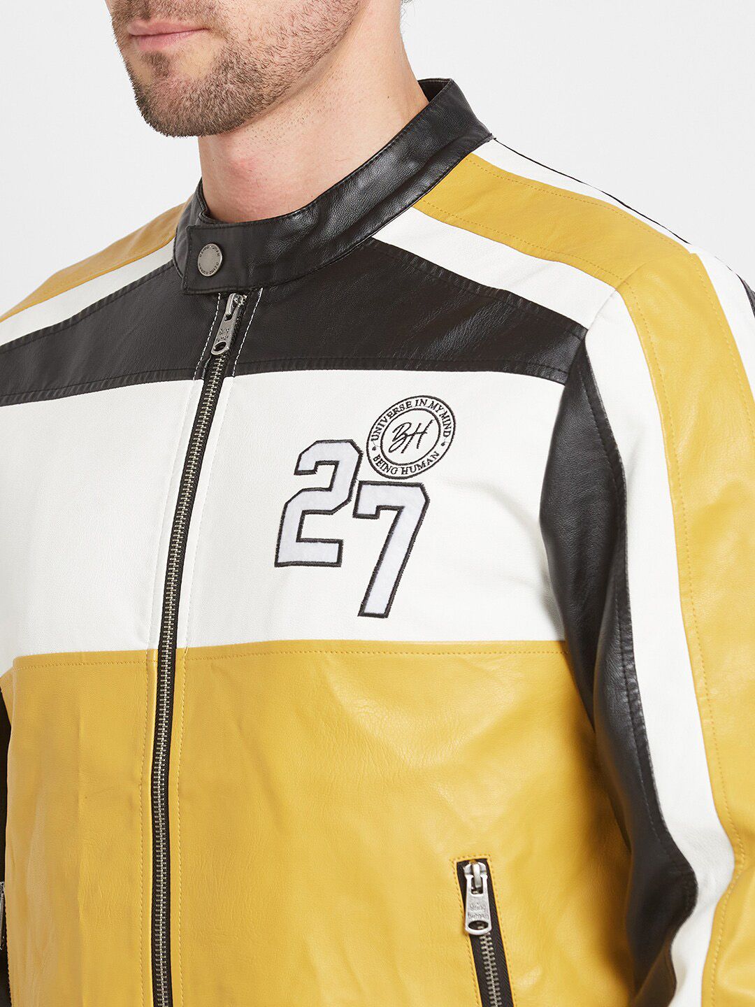 Being Human Colourblocked Mandarin Collar Sporty Jacket