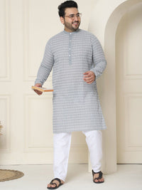 SOJANYA PLUS Plus Size Floral Embroidered Pure Cotton Straight Kurta