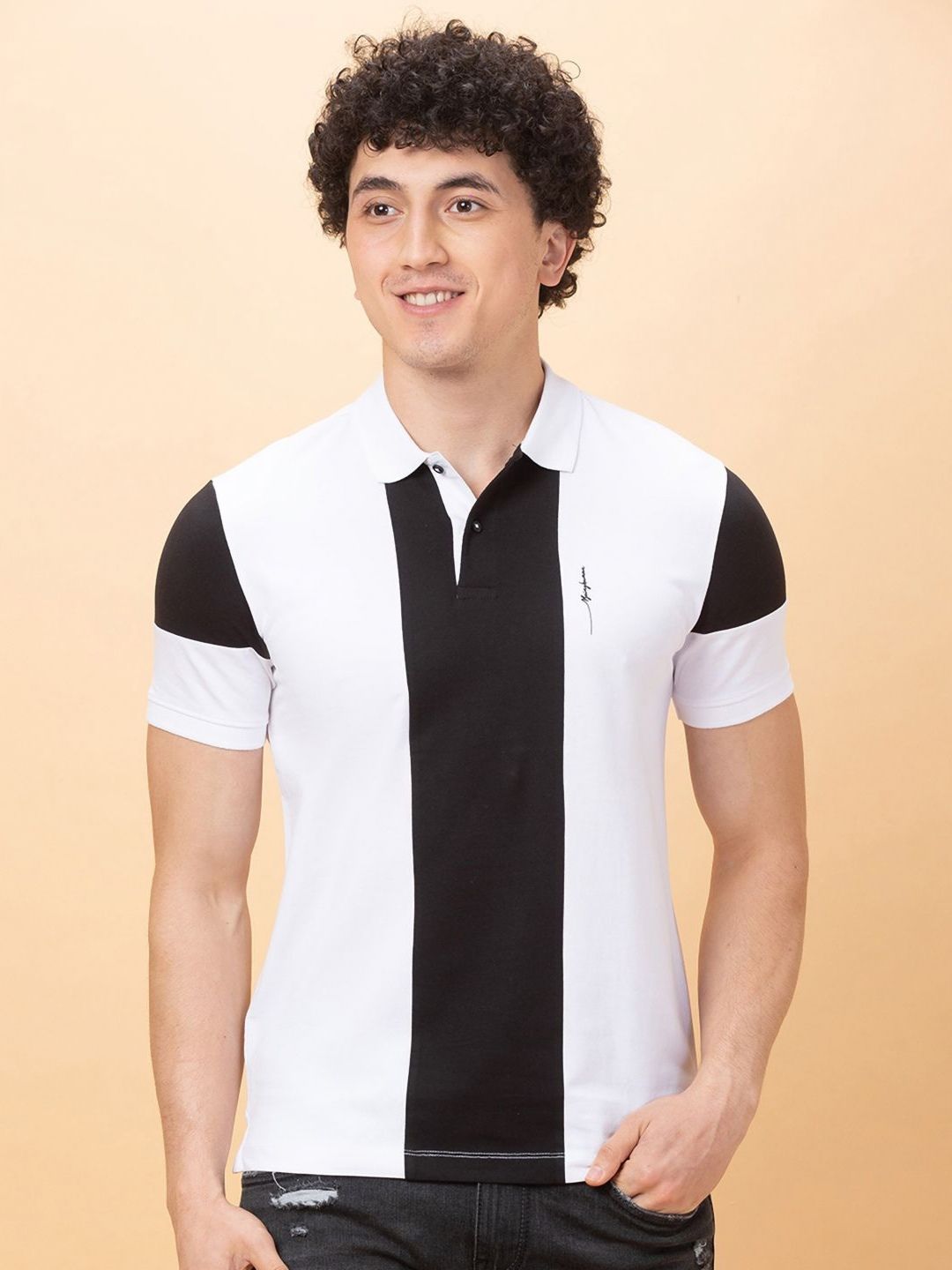 Being Human Men Colourblocked Polo Collar T-shirt