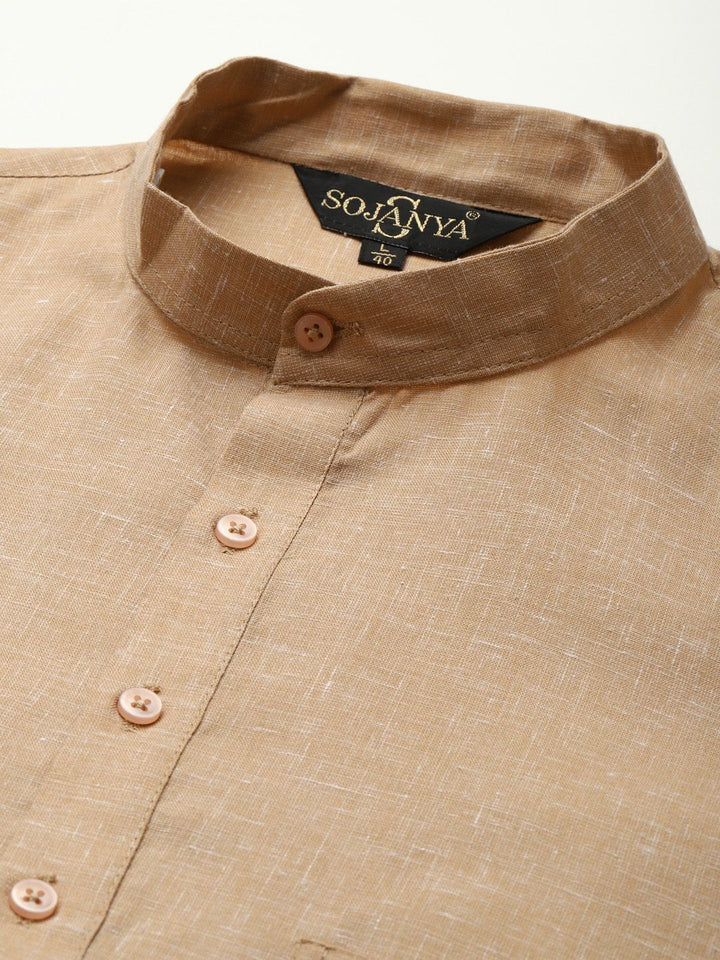 SOJANYA Lelaki Cotton Linen Kurta Lurus