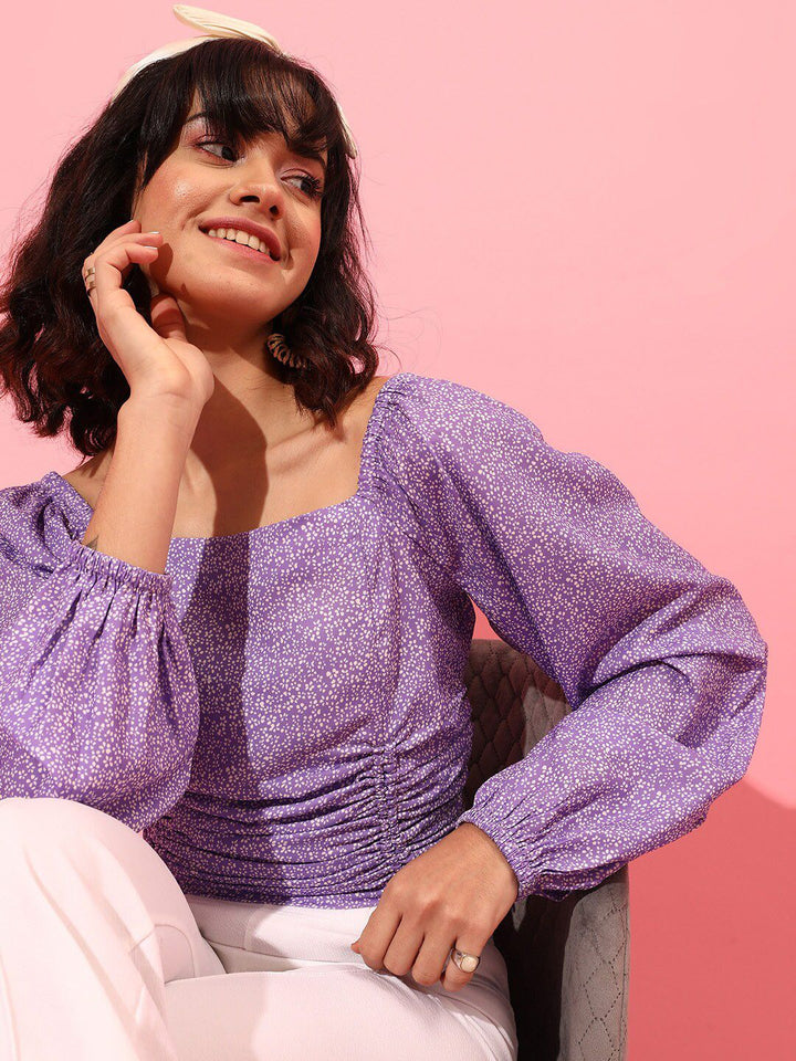 STREET 9 Geometric Printed Georgette Crop Top