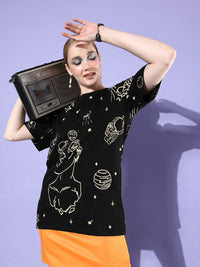 DILLINGER Women Graphic Printed Loose T-shirt