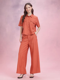 DressBerry Pocket Detailing Shirt with Wide-Leg Trousers