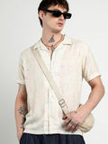 Campus Sutra Men Comfort Cuban Collar Printed Heathered Drawn Casual Shirt