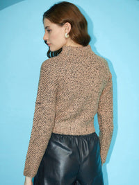 STREET 9 Cable Knit Self Design Pullover Sweater