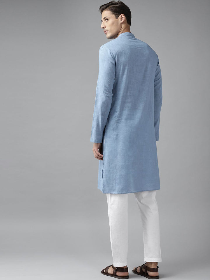 See Designs Men Blue Regular Pure Cotton Kurta with Pyjamas