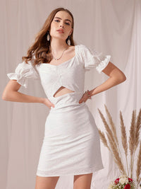 STREET 9 Sweetheart Neck Flutter Sleeve Sheath Dress