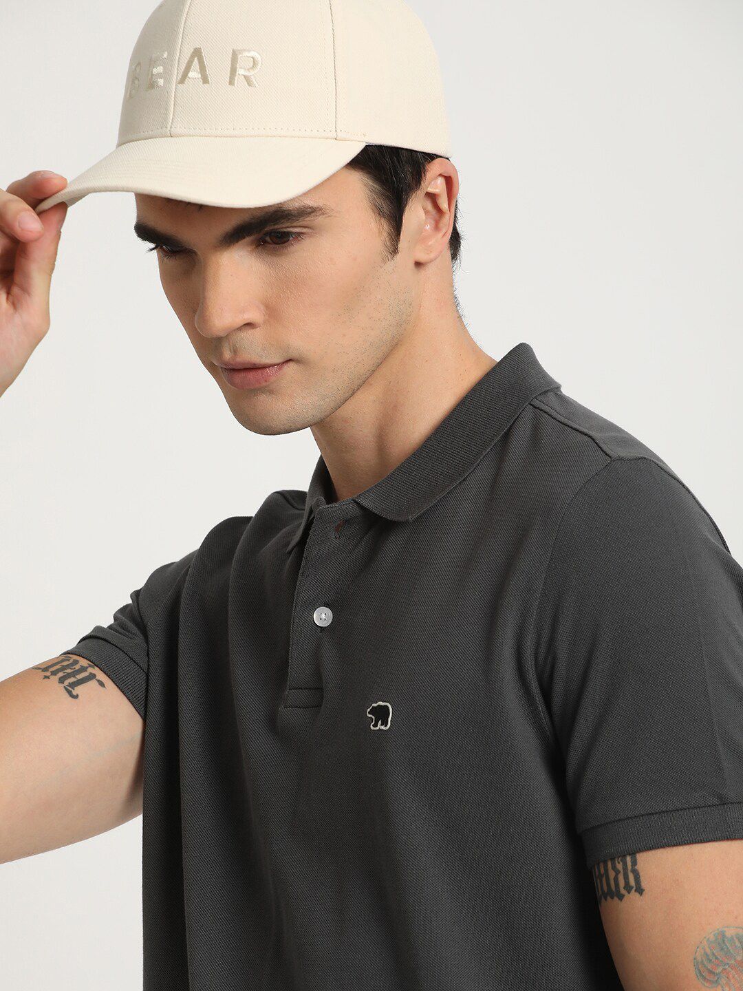 THE BEAR HOUSE Polo Collar Pure Cotton Slim Fit T-shirt