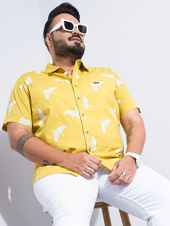 The Indian Garage Co Plus Size Conversational Printed Cotton Casual Shirt