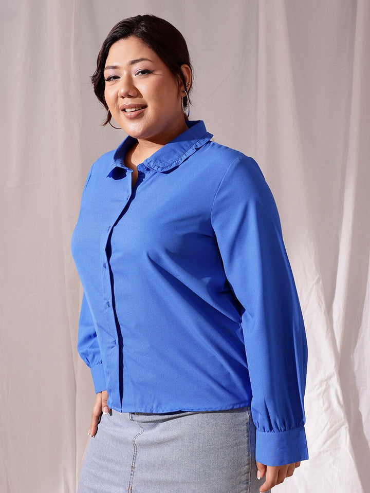 CURVY STREET Peter Pan Collar Comfort Regular Fit Casual Shirt