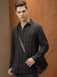 LOCOMOTIVE Premium Relaxed Fit Dobby Textured Striped Shirt